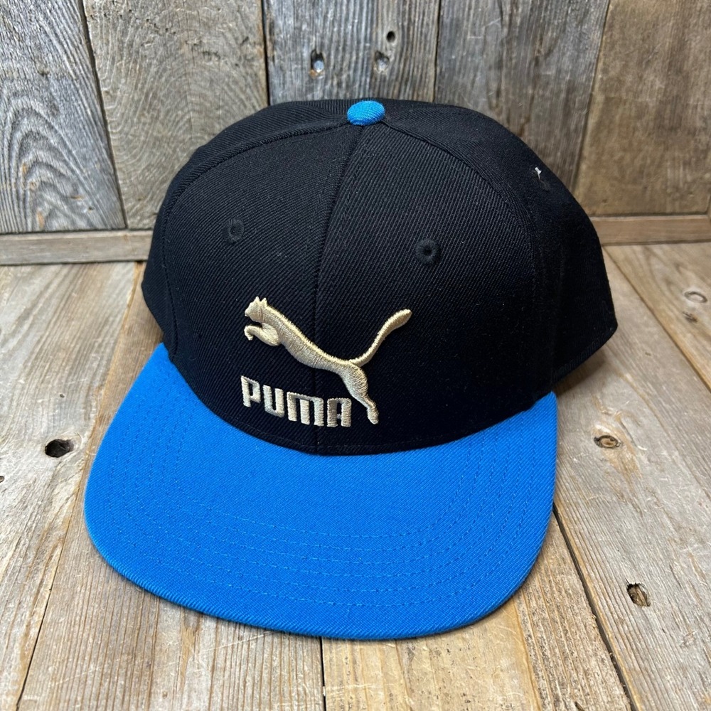 Puma NYC Remix Avenue Snapback Hat‎ Black Blue Gold Logo Flagship Tag Sample Hat